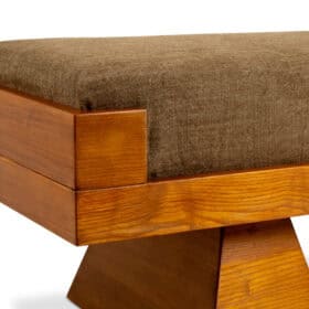 Italian Contemporary Ash Wood Bench with Green Mohair Velvet Seat by Élitis