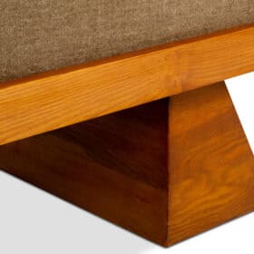 Italian Contemporary Ash Wood Bench with Green Mohair Velvet Seat by Élitis