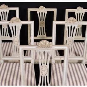 Swedish Gustavian Dining Chairs, Set of 6, Mid-20th Century