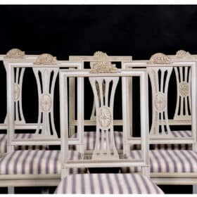 Swedish Gustavian Dining Chairs, Set of 6, Mid-20th Century