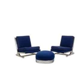 Valérian Rybar Armchairs and Ottoman, Pair, 1970s