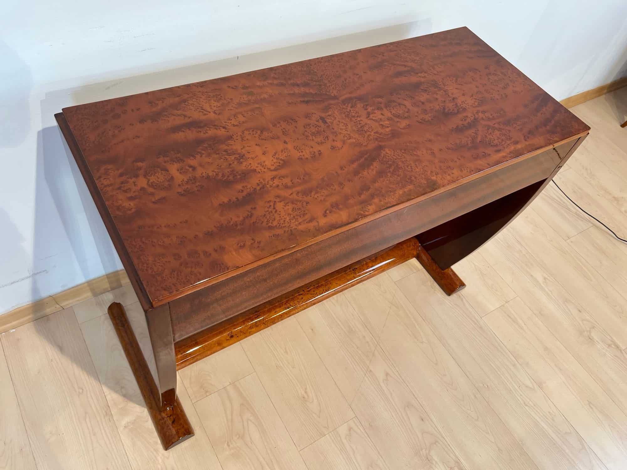 Art Deco Console Table, Thuja Roots, Birch, Silver-Plate, France circa 1925 - Image 11