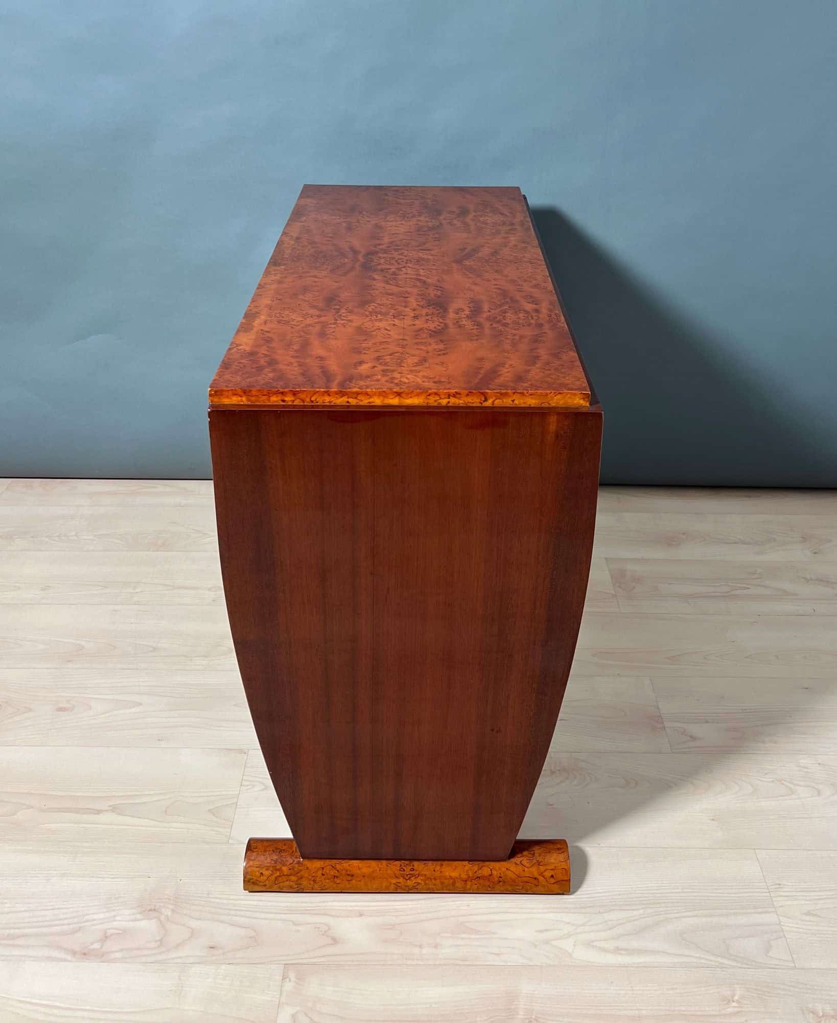 Art Deco Console Table, Thuja Roots, Birch, Silver-Plate, France circa 1925 - Image 2