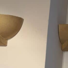 Suite of 3 Art Deco Wall Sconces, Patinated Plaster, France, circa 1925
