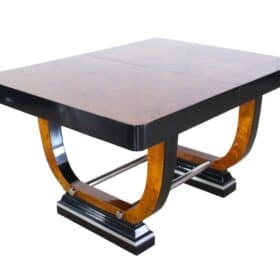 Expandable Art Deco Dining Table, Thuja Roots, Lacquered, France, circa 1930