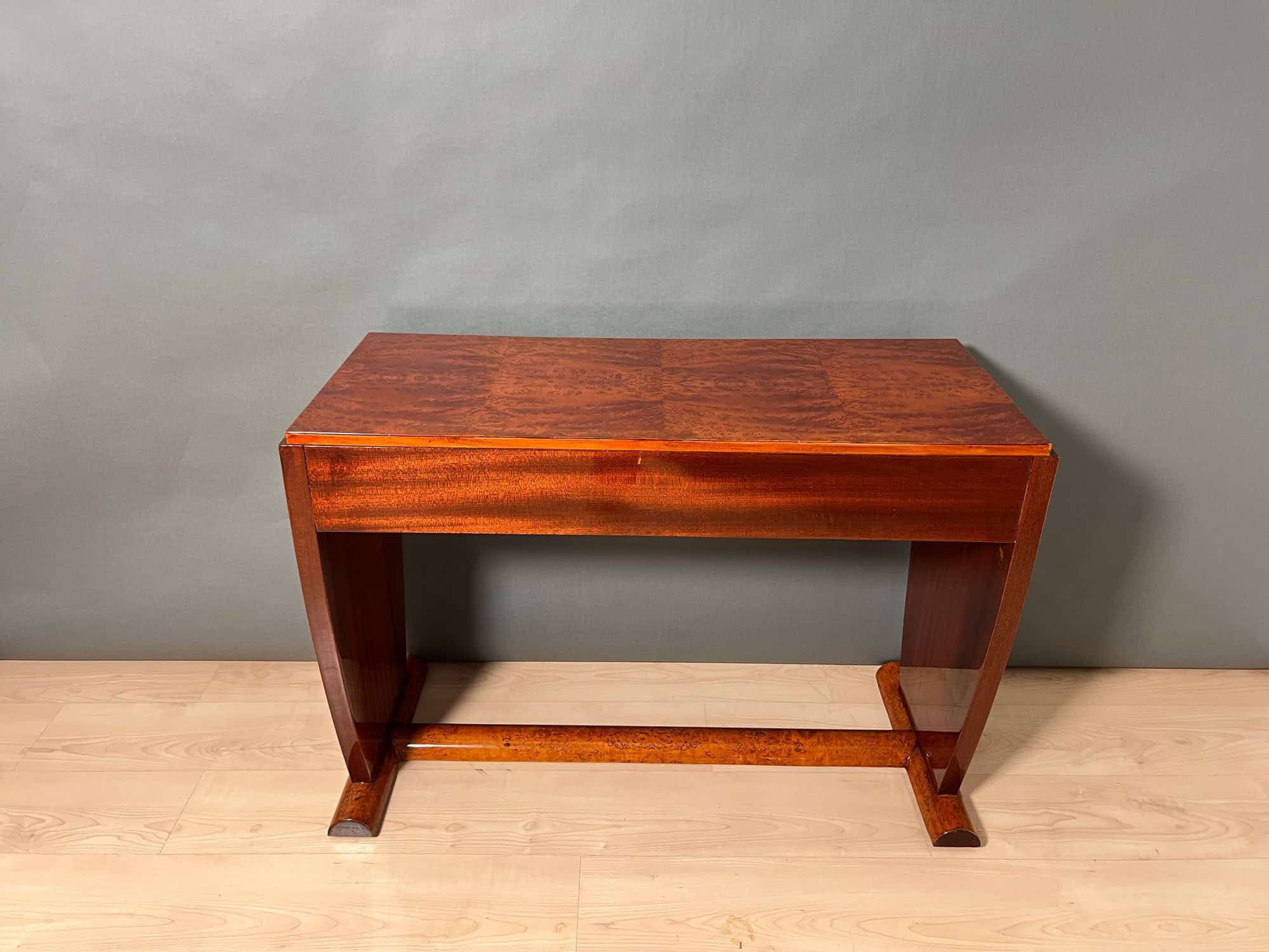 Art Deco Console Table, Thuja Roots, Birch, Silver-Plate, France circa 1925 - Image 4