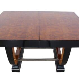 Expandable Art Deco Dining Table, Thuja Roots, Lacquered, France, circa 1930