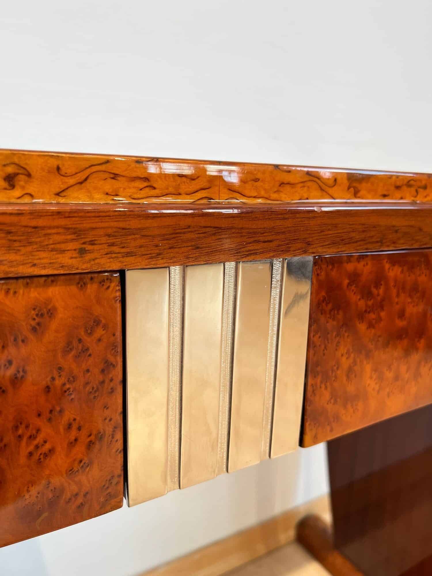 Art Deco Console Table, Thuja Roots, Birch, Silver-Plate, France circa 1925 - Image 7