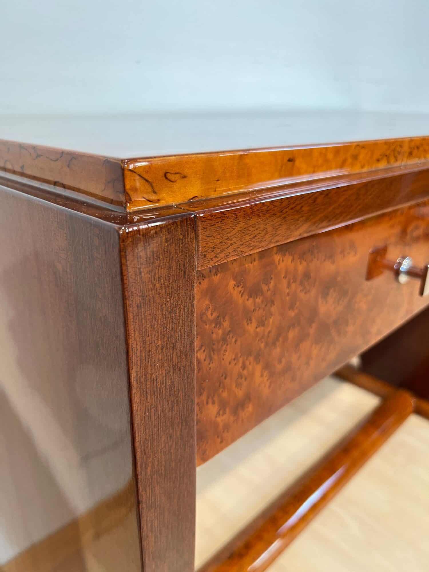 Art Deco Console Table, Thuja Roots, Birch, Silver-Plate, France circa 1925 - Image 8
