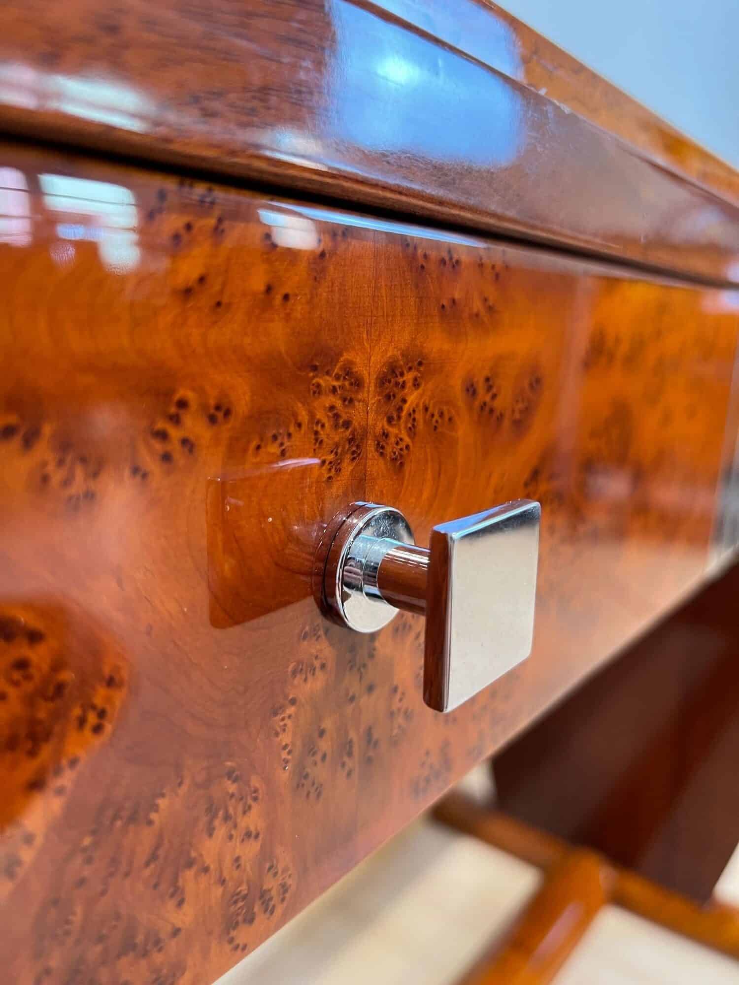 Art Deco Console Table, Thuja Roots, Birch, Silver-Plate, France circa 1925 - Image 9