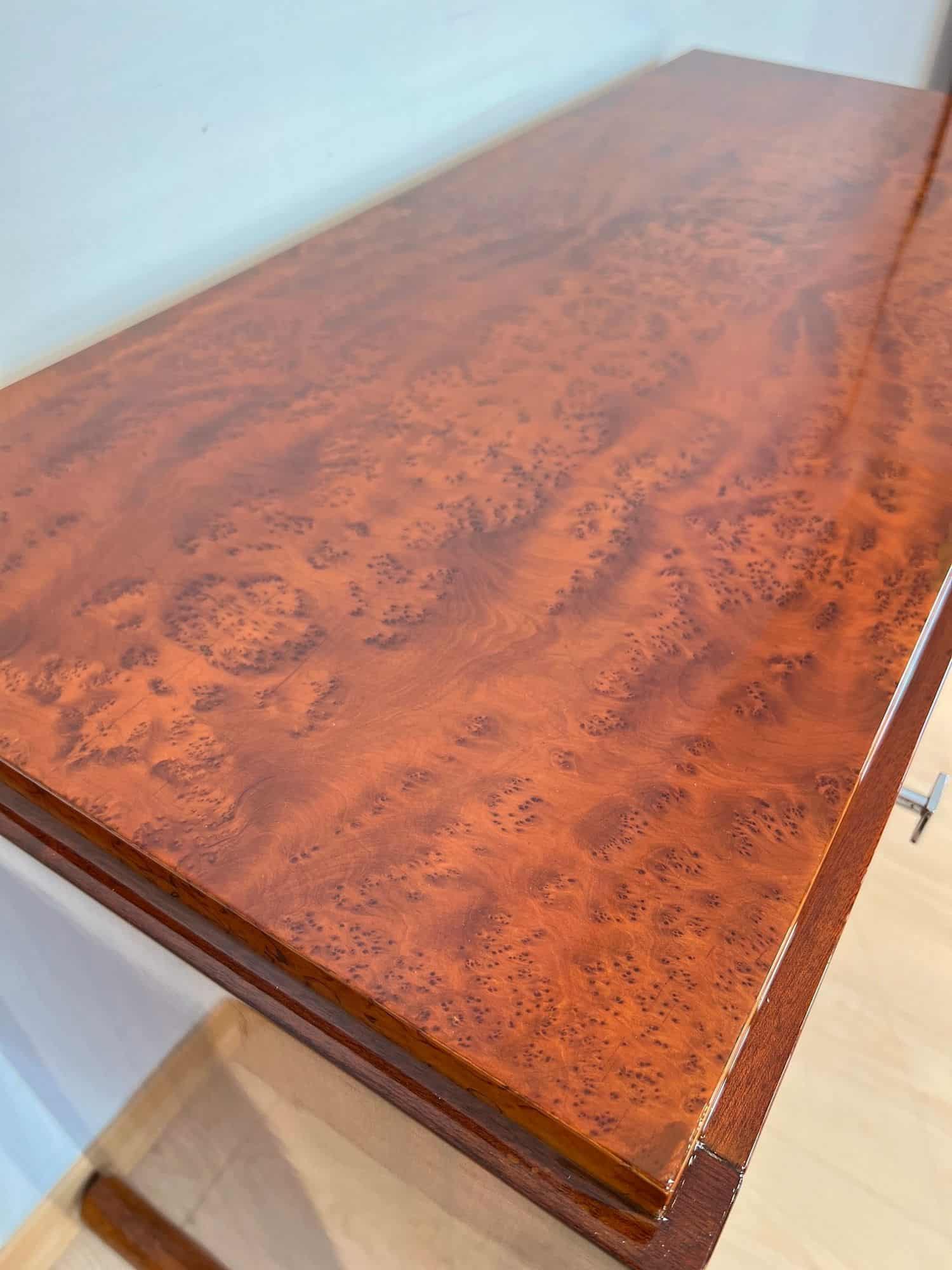 Art Deco Console Table, Thuja Roots, Birch, Silver-Plate, France circa 1925 - Image 10