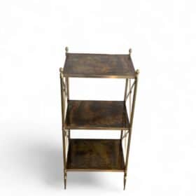Brass and Eglomise Glass Shelf, Attributed to Maison Jansen