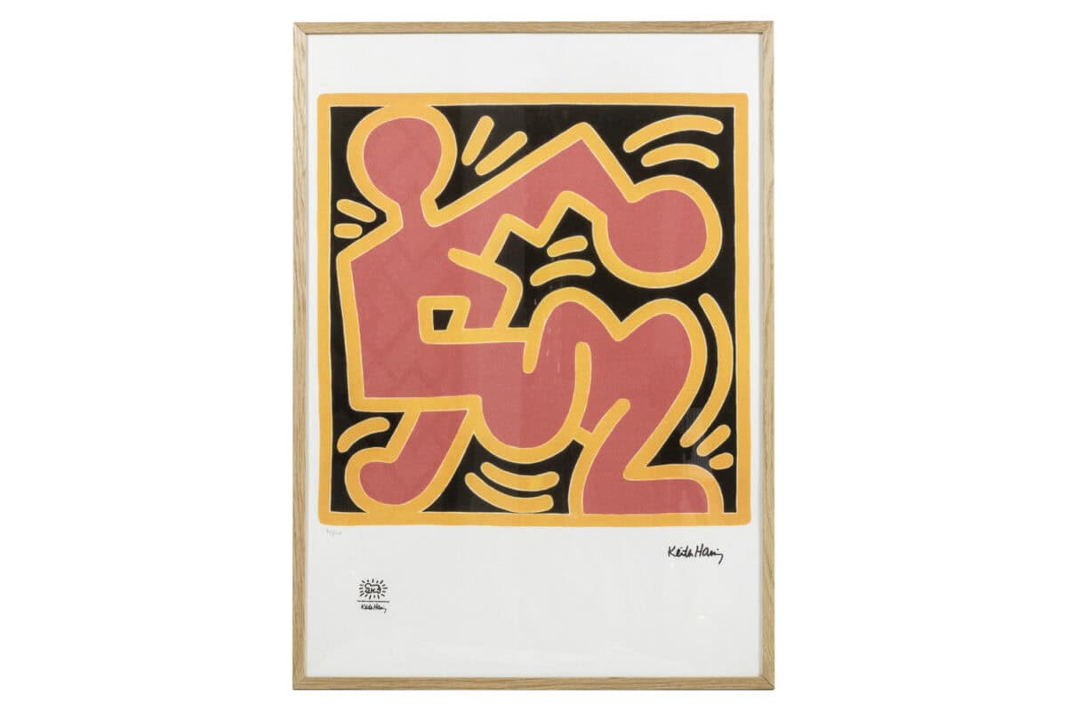 Keith Haring、No.90、希少画集画、新品額装付、状態良好 Keith Haring Numbered Print, Silkscreen, 1990s - Styylish
