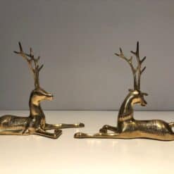 Alternative view of "Resting Stags" Bronze Sculptures, Pair, French Work, 1970s.