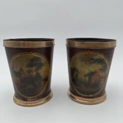 Alternative view of Pair of French Painted Toleware Cache-Pots, 19th Century.