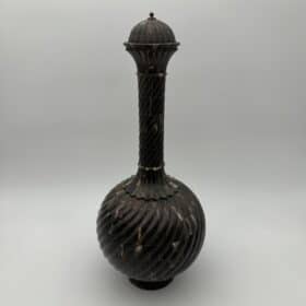 Large Ceremonial Bottle, Twisted Horn Veneer and Brass, 1980s