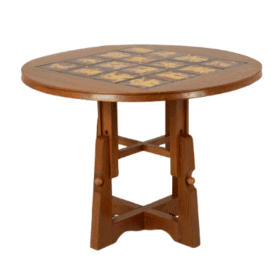 Guillerme and Chambron Table, Oak and Ceramic, 1970s-80s
