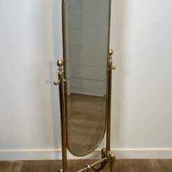 Alternative view of Polished Brass Cheval Mirror, Neoclassical Style circa 1970
