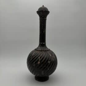 Large Ceremonial Bottle, Twisted Horn Veneer and Brass, 1980s