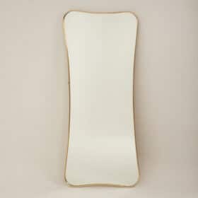 Gilded Brass Mirror, in the style of Gio Ponti, 1980s or 1990s.