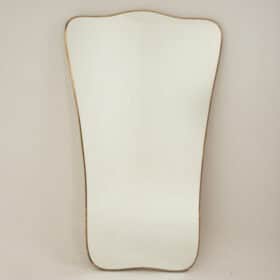 Patinated Brass Frame Mirror, in the style of Gio Ponti