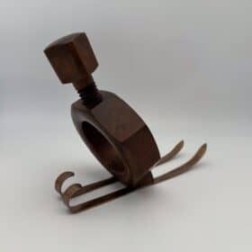Sculptural Bottle Holder, Solid Wood, 
