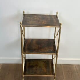 Brass and Eglomise Glass Shelf, Attributed to Maison Jansen