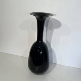 Large Architectural Floor Vase in Glossy Black Porcelain, 1970s