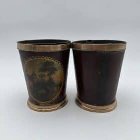 Pair of French Painted Toleware Cache-Pots, 19th Century.