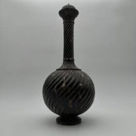 Large Ceremonial Bottle, Twisted Horn Veneer and Brass, 1980s