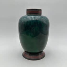 Sèvres Porcelain Covered Vases, Pair, Emerald Glaze, Art Deco