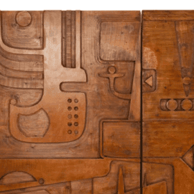 Carved Wooden Triptych Panel, Victory of Segonzac