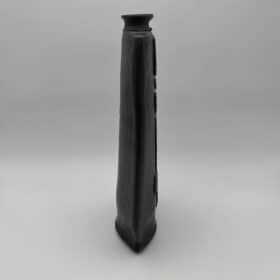 Brutalist Black Ceramic Vase, Signed Studio Piece, 1970s.