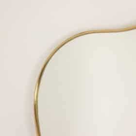Brass Frame Mirrors, Pair, Gio Ponti style, 1980s.
