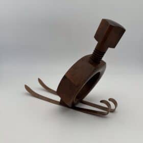 Sculptural Bottle Holder, Solid Wood, 