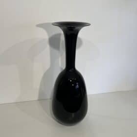 Large Architectural Floor Vase in Glossy Black Porcelain, 1970s