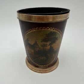 Pair of French Painted Toleware Cache-Pots, 19th Century.