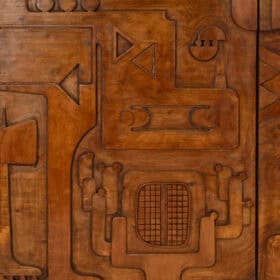 Carved Wooden Triptych Panel, Victory of Segonzac