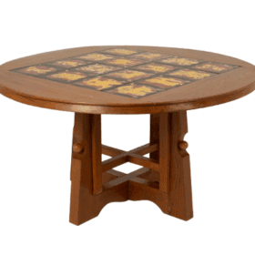 Guillerme and Chambron Table, Oak and Ceramic, 1970s-80s