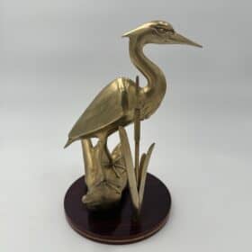 Sculptures Depicting Stylized Birds, Pair, Brass on Wooden Bases