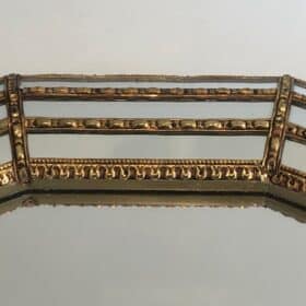 Octagonal Wall Mirror with Brass Garlands, circa 1970