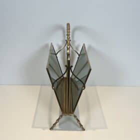 Smoked Glass Magazine Rack, Attributed to Maison Baguès