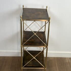 Brass and Eglomise Glass Shelf, Attributed to Maison Jansen