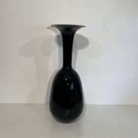 Large Architectural Floor Vase in Glossy Black Porcelain, 1970s
