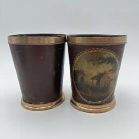 Pair of French Painted Toleware Cache-Pots, 19th Century.