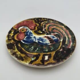 Small Ceramic Plates, Pair, Bird Decor, 1950s-1960s.