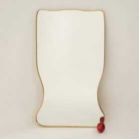 Brass Mirror, in the style of Gio Ponti, 1980s
