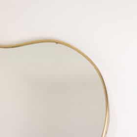 Brass Frame Mirrors, Pair, Gio Ponti style, 1980s.