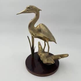 Sculptures Depicting Stylized Birds, Pair, Brass on Wooden Bases