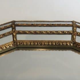 Octagonal Wall Mirror with Brass Garlands, circa 1970